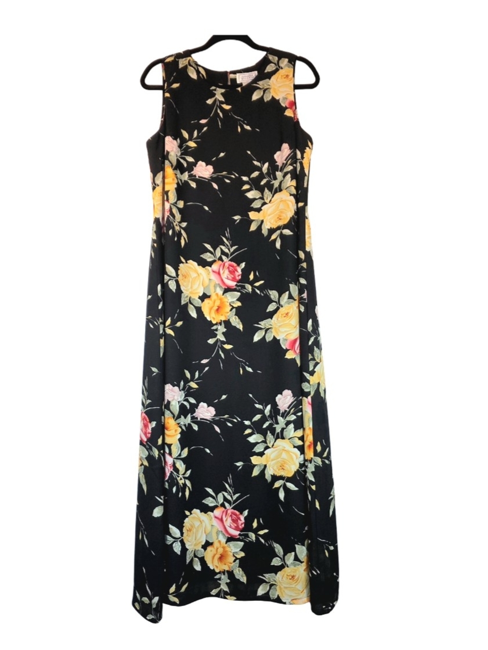 Jennifer Moore Women's Stunning Vintage 90's Black Floral Maxi Dress Size 12